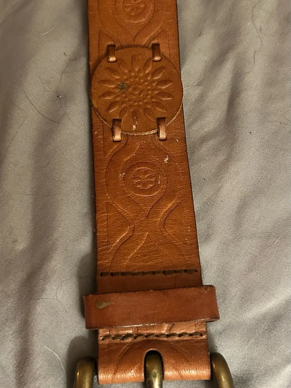 Women’s Embossed Brown Leather Belt
